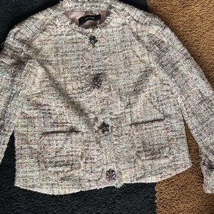 Zara basic tweed bejeweled buttons size large